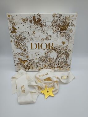 DIOR Le Chariot Gift Box 2" Ribbon Gold Star Charm Tissue Luxury Packaging Set
